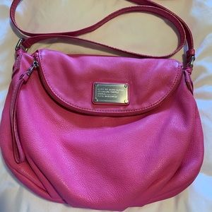 Marc Jacobs, mid size, magenta coloured leather purse.